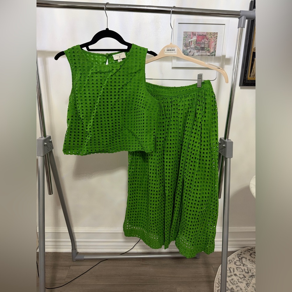 kate spade x target Bright Green Eyelet Top & skirt set